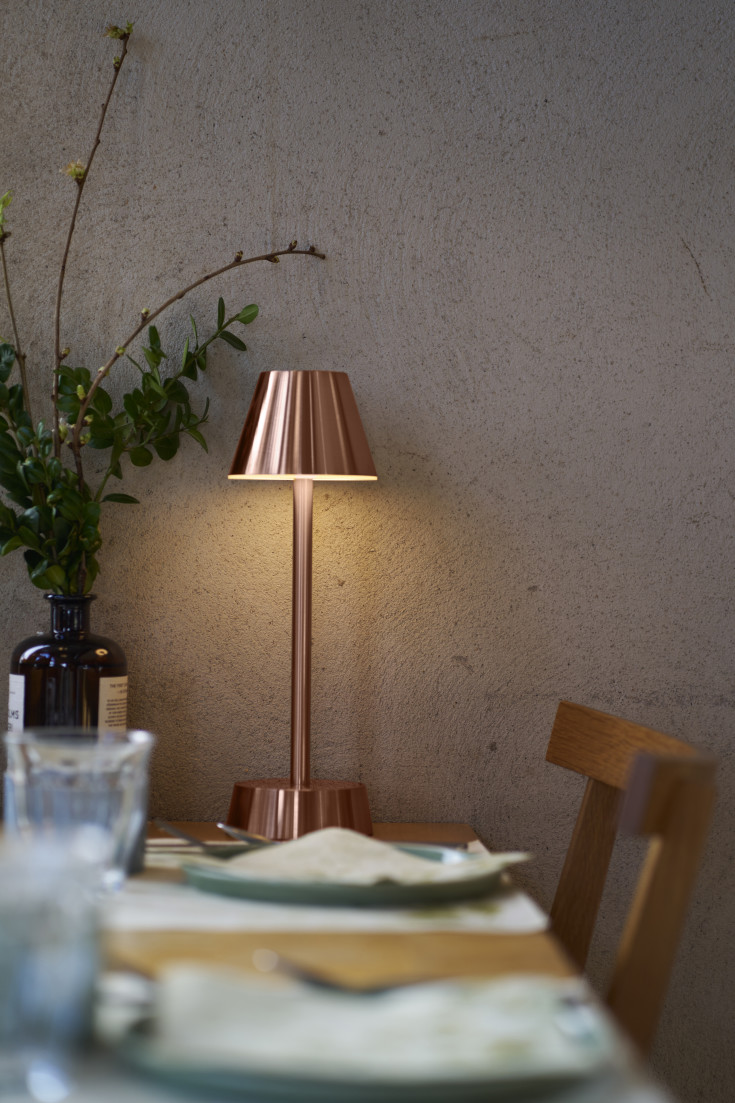 Duni Zelda genopladelig bordlampe, rosa guld