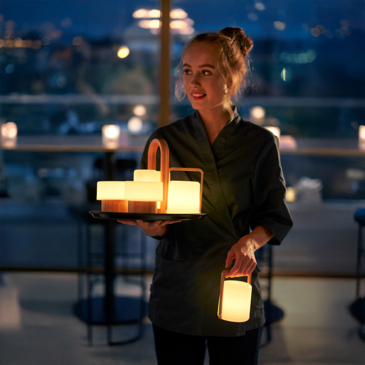 Duni LED-lysestake bambus Easy