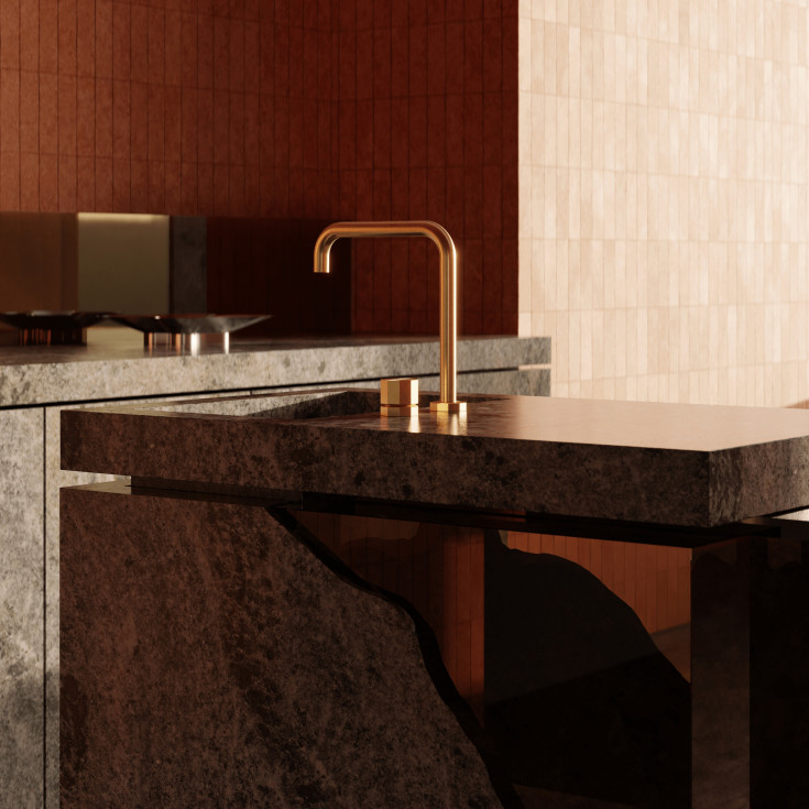 Toni Déca køkkenarmatur, børstet messing