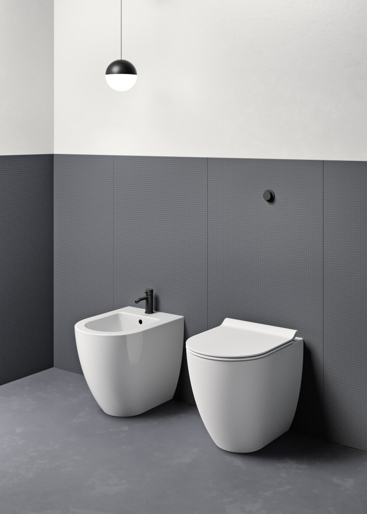 GSI Pura toilet, back-to-wall, uden skyllekant, hvid