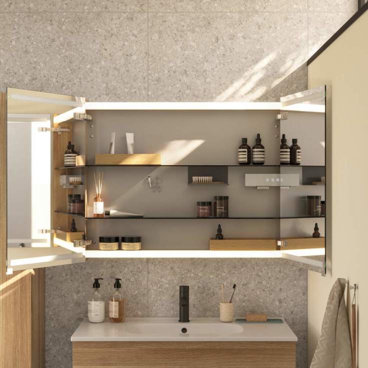 Dansani Luna Level spejlskab, 80x120 cm, brun eg