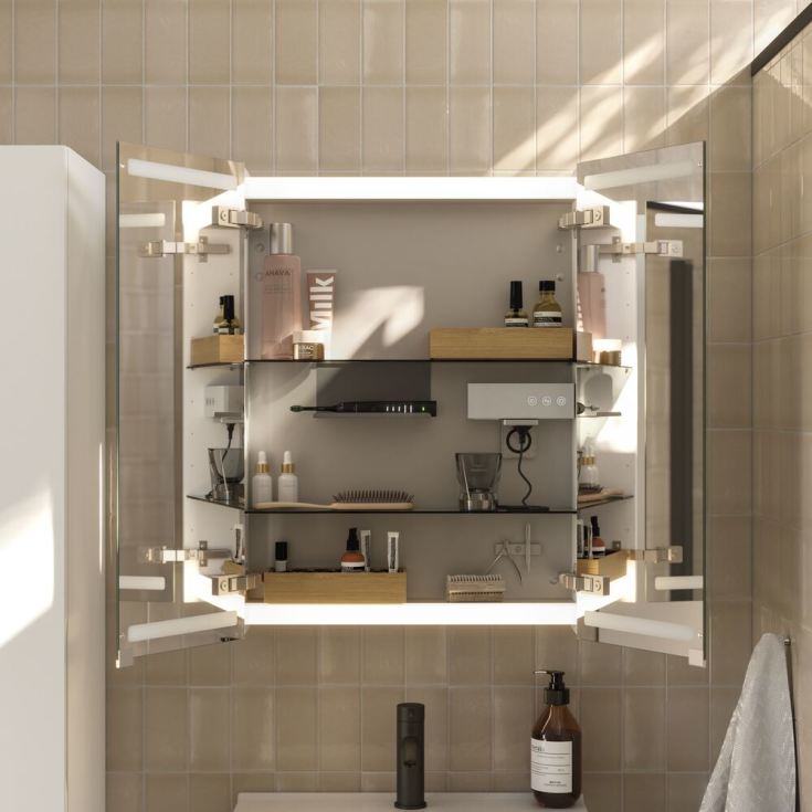 Dansani Luna Level spejlskab, 80x60 cm, brun eg