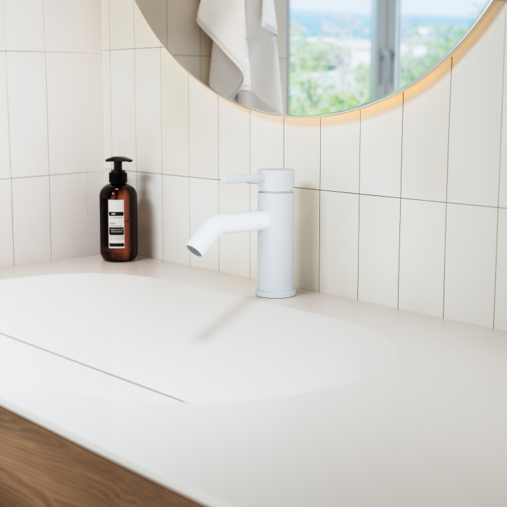 Zen Sanitary Slimline tvättställsblandare, vit