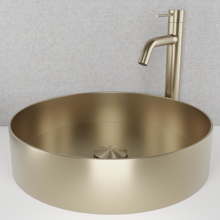 Scandtap Rare R håndvask, Ø37,5 cm, børstet guld