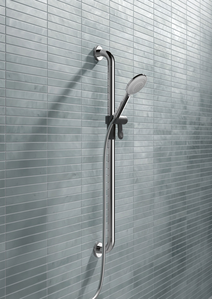 Hewi 801 støttegreb/brusestang, 90 cm, krom/grå