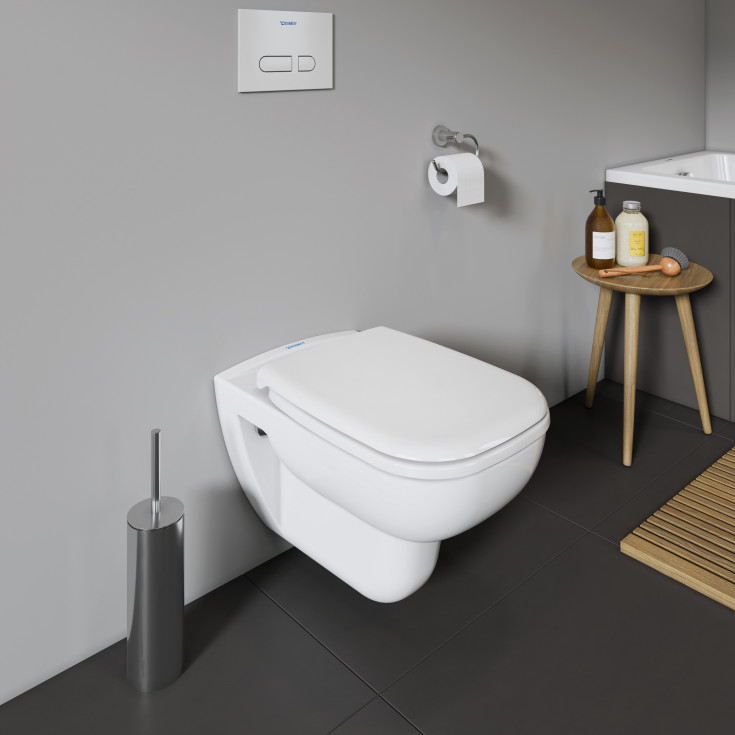 Duravit D-Code væghængt toilet, uden skyllekant, hvid