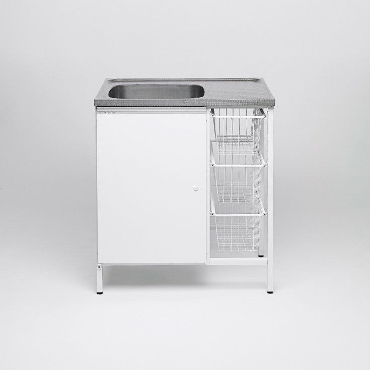 Contura CAB 8 V stålbord, 80x60 cm, rustfrit stål/hvid