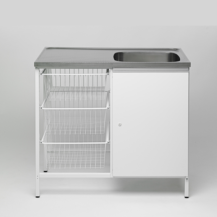 Contura CAB 10 H stålbord, 100x60 cm, rustfrit stål/hvid
