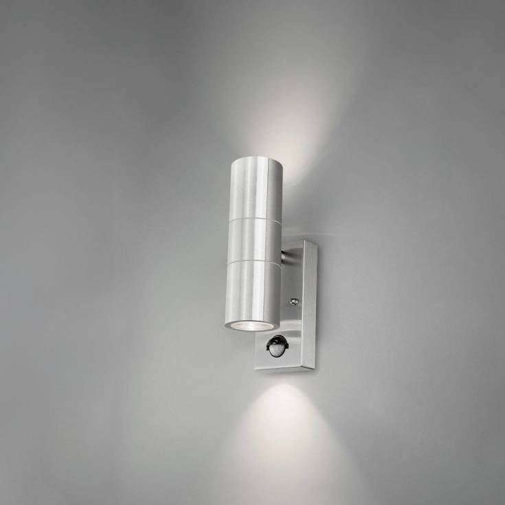 4lite Marinus Sleek udendørs væglampe med sensor, rustfrit stål