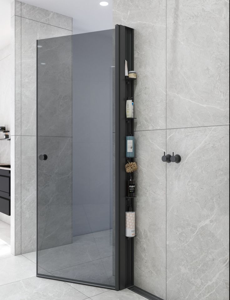 Dansani Match brusedør, model A, 67 cm, tonet glas, sort profil