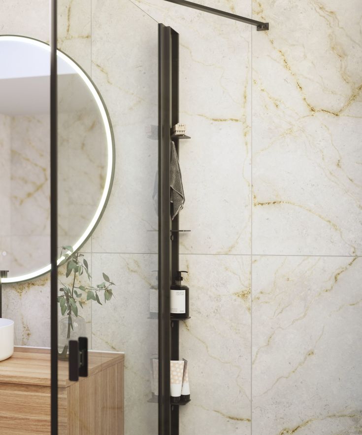 Dansani Match Tower brusehylde, model D, 10 cm, sort profil