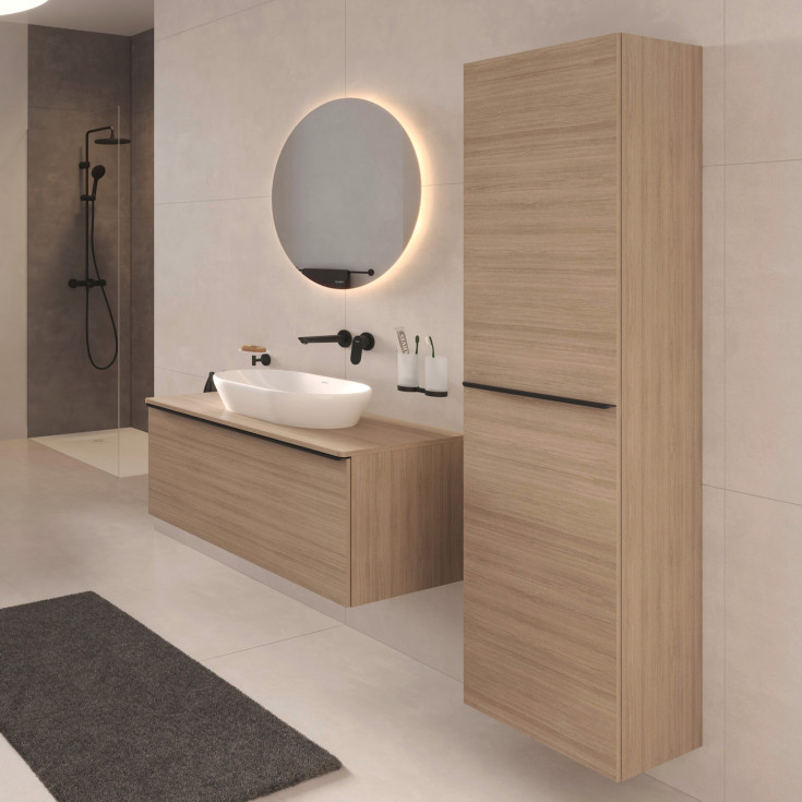 Duravit D-Neo spejl med lys, Ø70 cm, højglans hvid