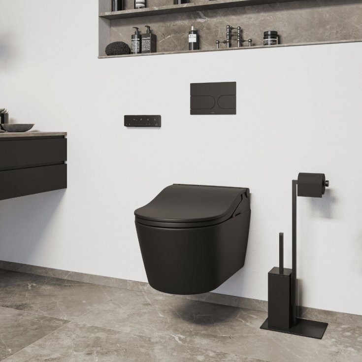 Toto Washlet RW dusjtoalett, uten skyllekant, rengjøringsvennlig, matt sort