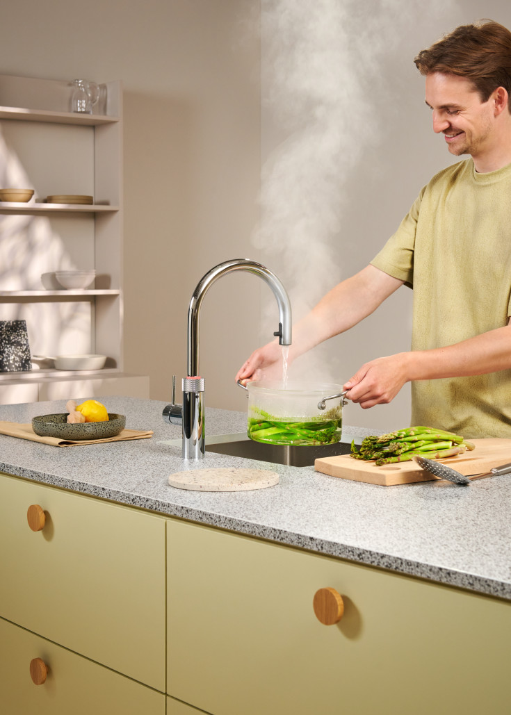 Quooker Flex Round køkkenarmatur, udtrækstud, krom