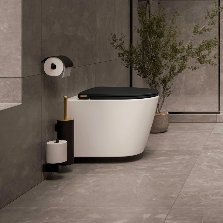 Pressalit Trend Style D2 væghængt toilet, uden skyllekant, hvid/mat sort