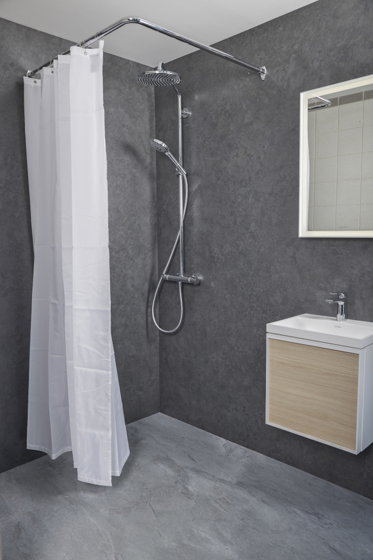Van Der P Model P badeforhængsstang, 90x90 cm, krom