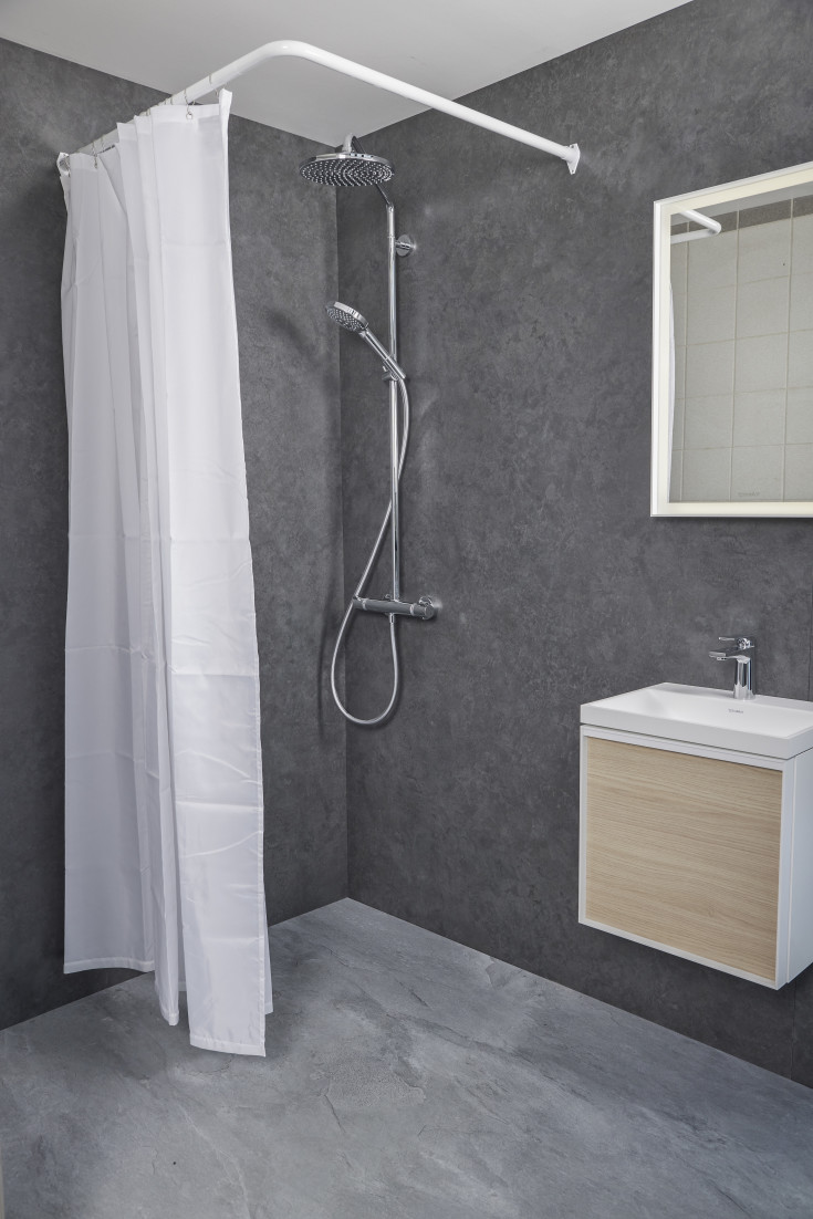 Van Der P Model P badeforhængsstang, 90x90 cm, hvid