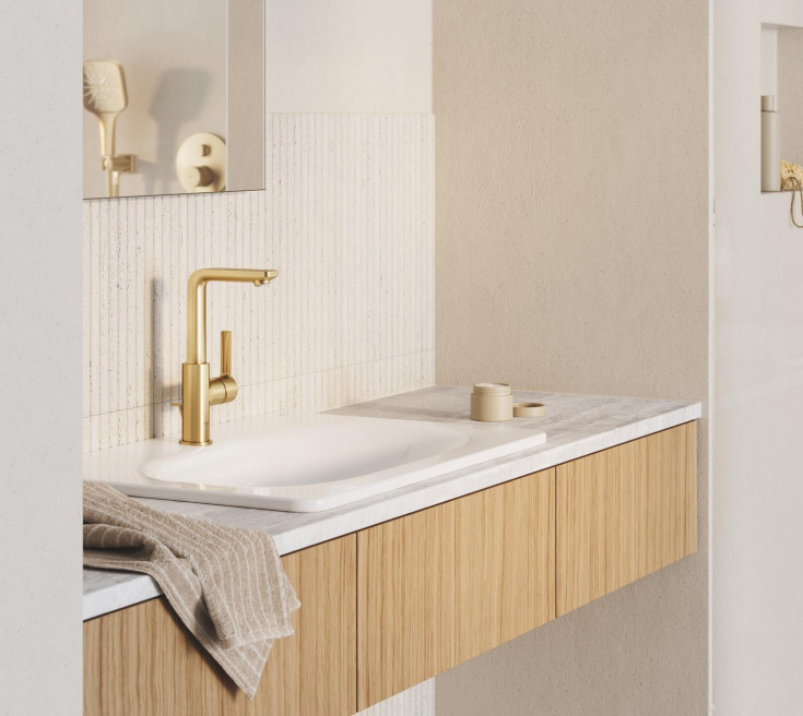 Grohe Lineare tvättställsblandare, borstad mässing