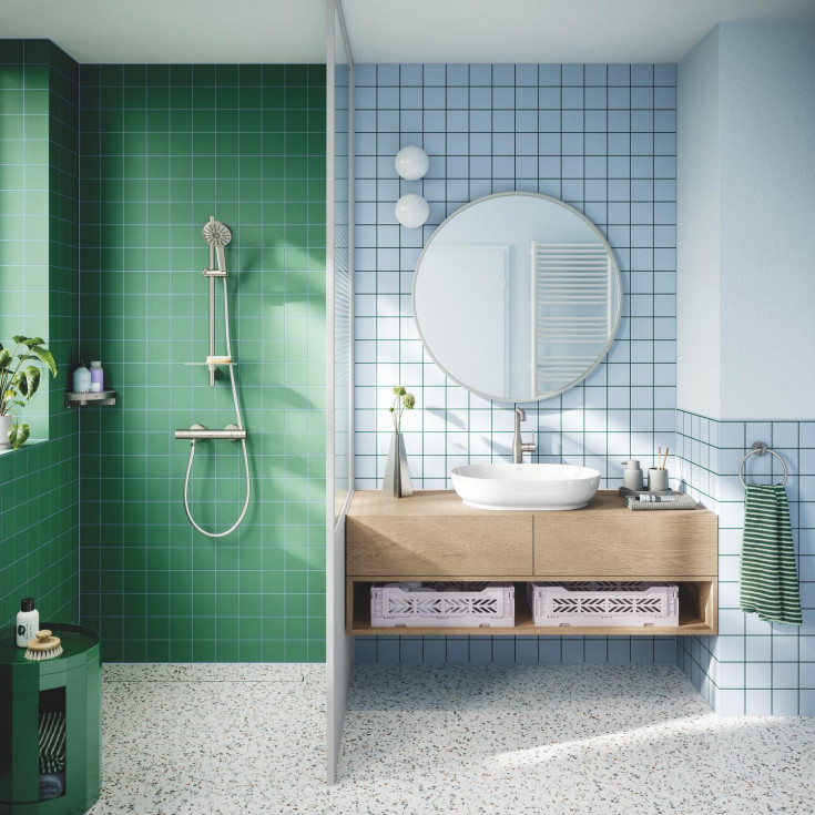 Grohe Vitalio Joy+ 120 håndbruser, vandbesparende, børstet krom