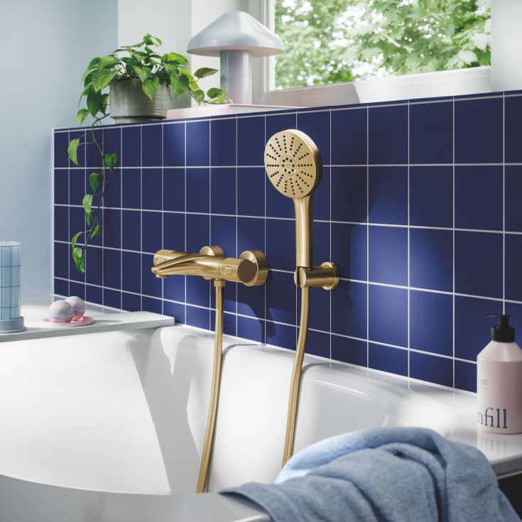 Grohe Vitalio Joy+ 120 håndbruser, vandbesparende, børstet messing
