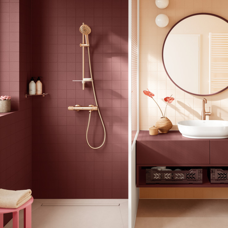 Grohe Rainshower SmartActive brusestang, 60 cm, børstet kobber