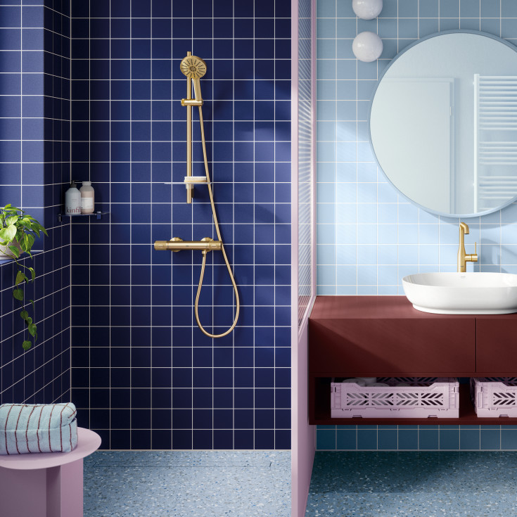 Grohe Rainshower SmartActive brusestang, 60 cm, børstet messing