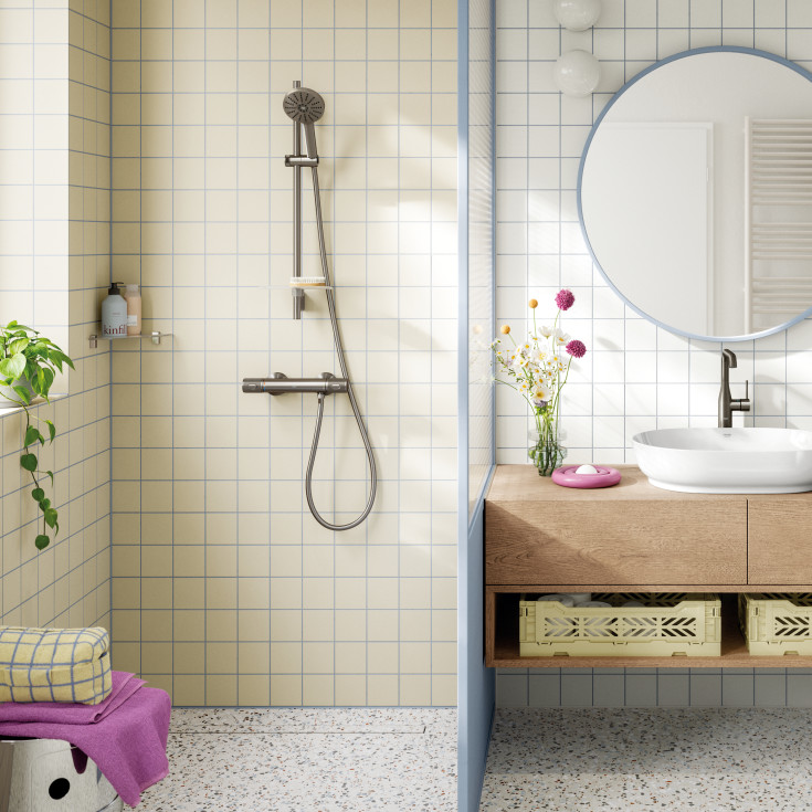 Grohe Rainshower SmartActive brusestang, 60 cm, børstet sort krom