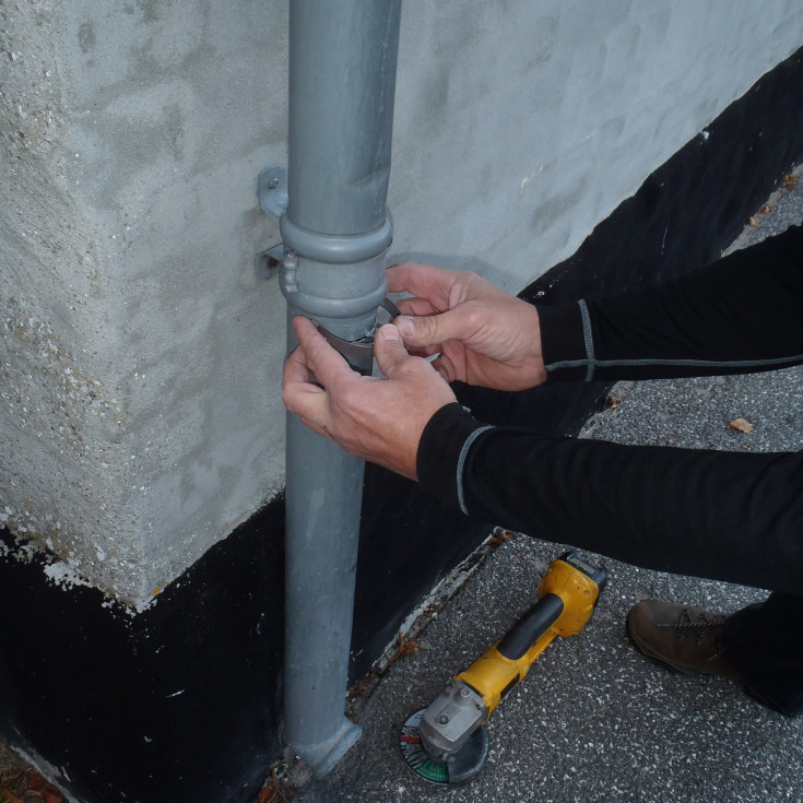 Rotteværn RV1 til nedløbsrør Ø65-80 mm, rustfrit stål