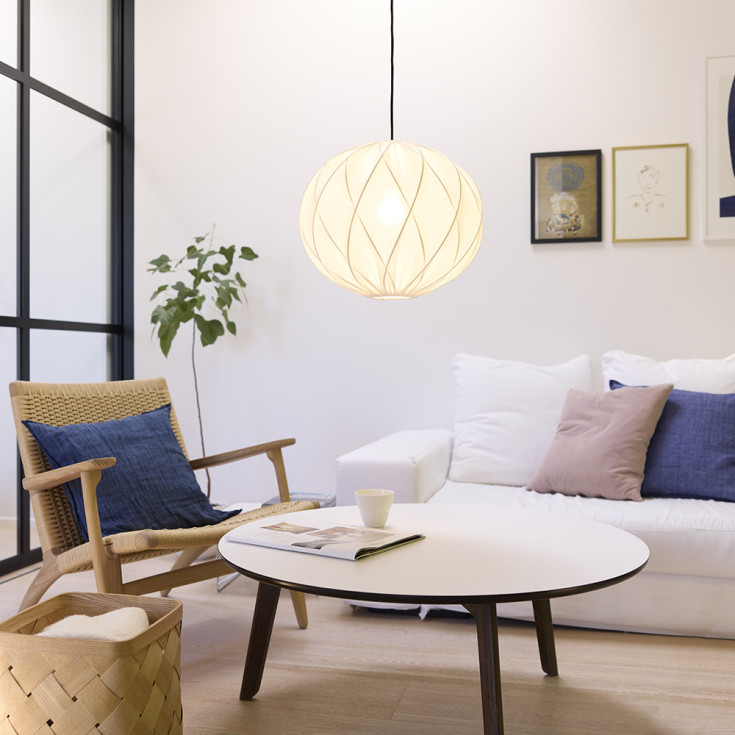 Nielsen Light Jasmin pendel, sort ledning, hvid