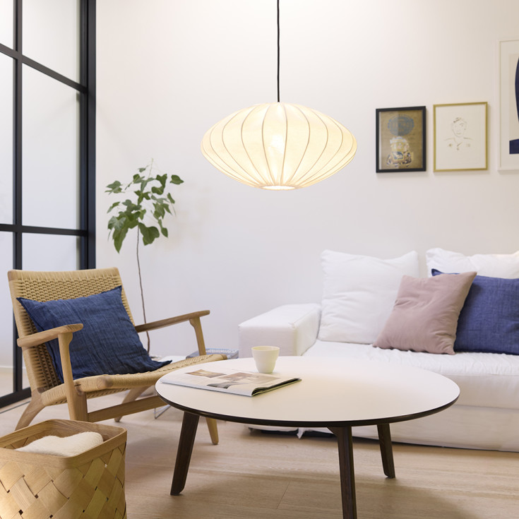 Nielsen Light Jasmin Ellipse pendel, sort ledning, hvid