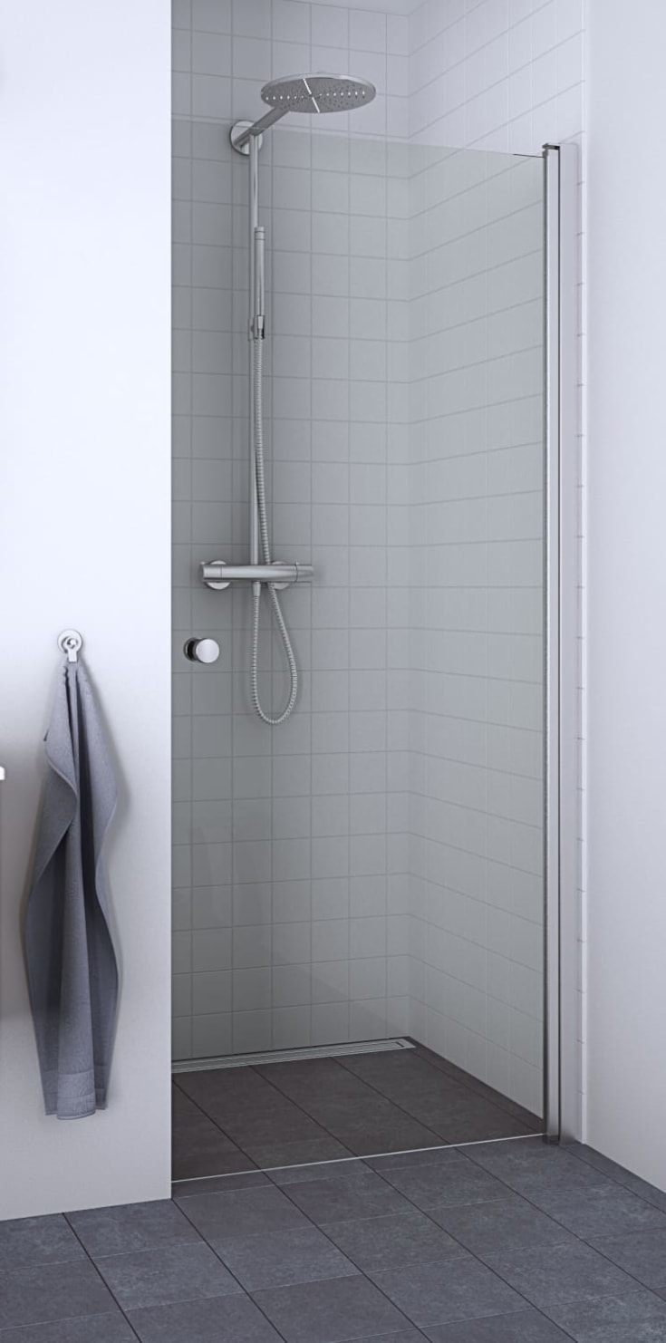 Dansani Match duschdörr, modell A, 87 cm, klart glas, satin profil