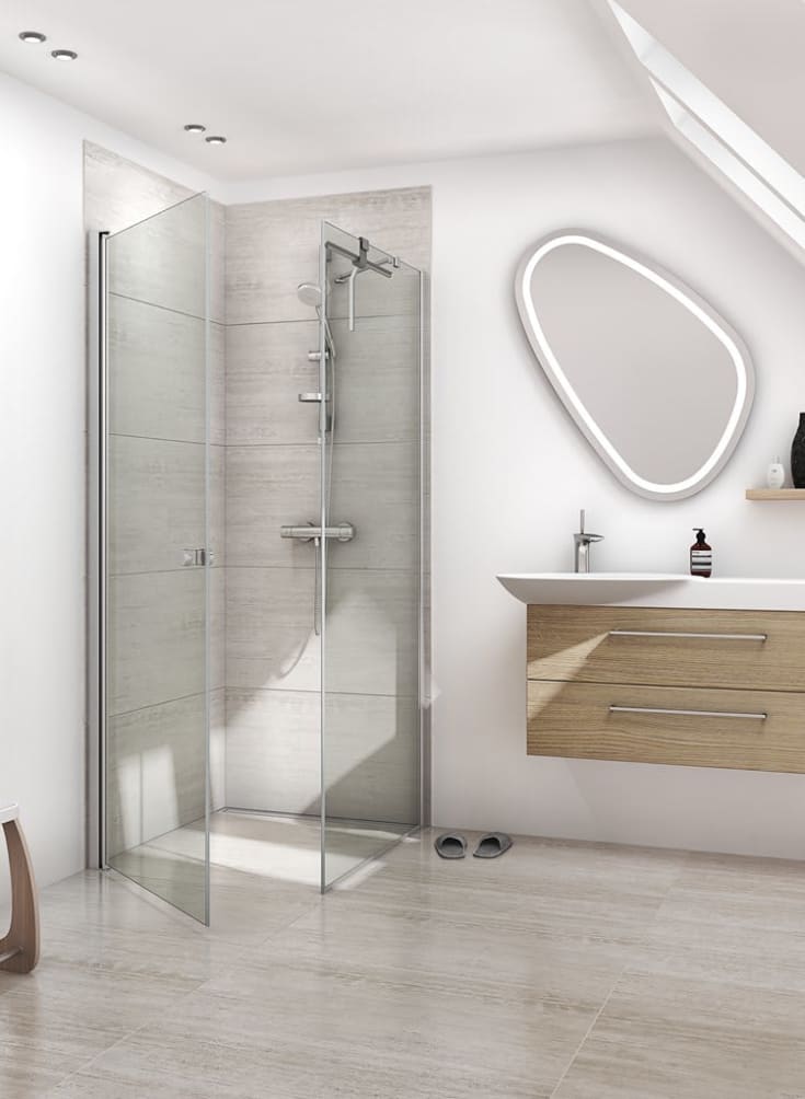 Dansani Match duschdörr, modell A, 97 cm, klart glas, satin profil