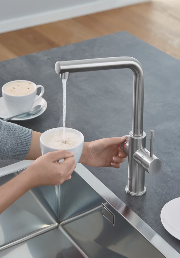 Grohe Red Duo L kjøkkenarmatur, kokende vann, stål