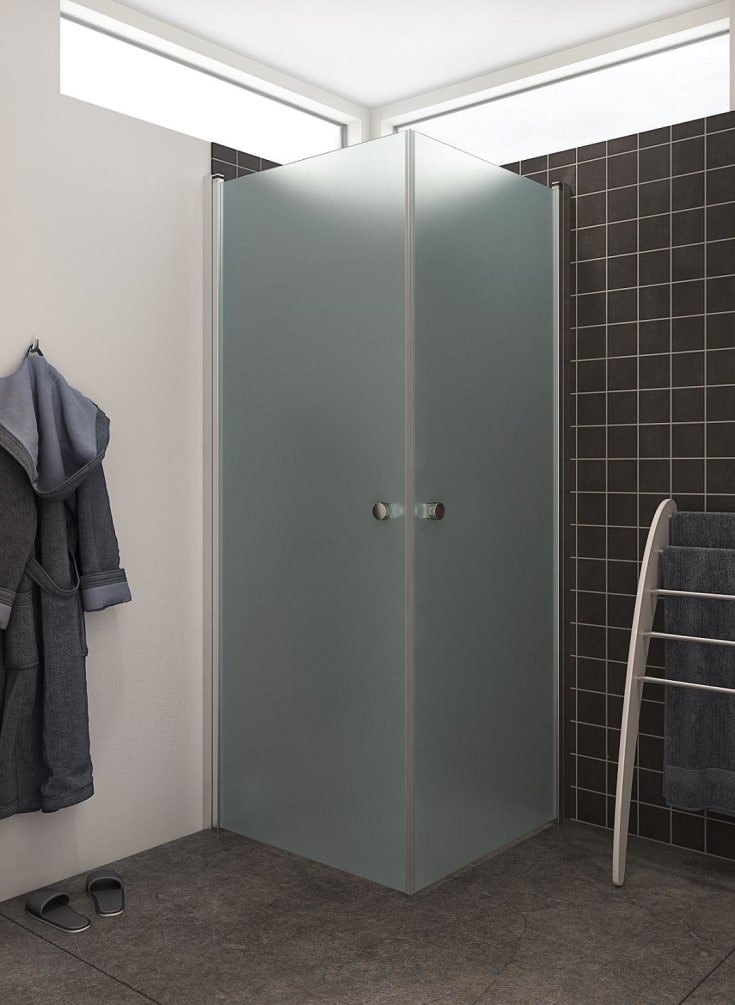 Dansani Match hörndusch, modell A+A, 69x79 cm, frostat glas, satin profil