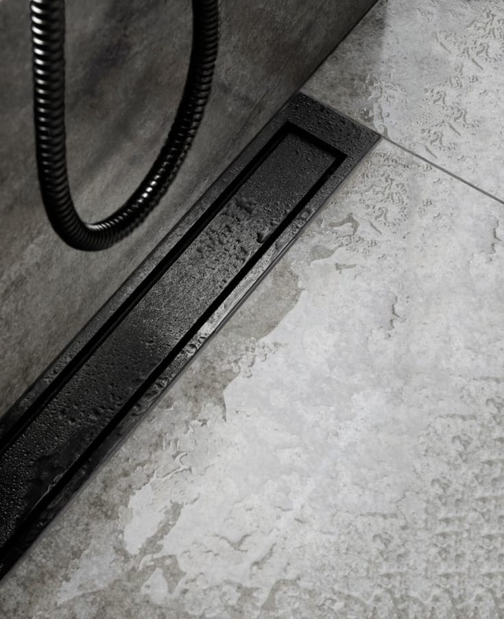 Unidrain HighLine Colour ramme, 1200 mm, højde 25 mm, børstet sort