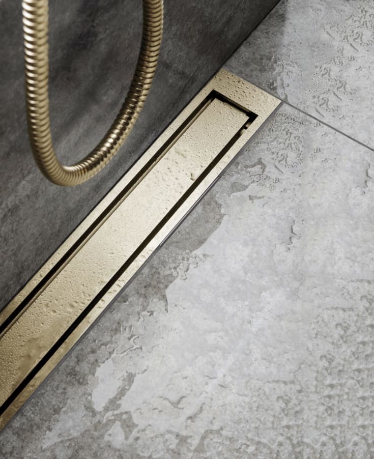 Unidrain HighLine Colour ramme, 1000 mm, højde 15 mm, børstet messing