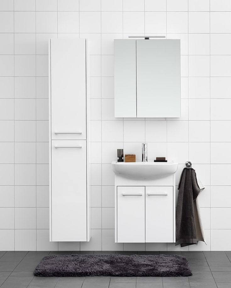 Gustavsberg Nordic3 høyskap, 35x180 cm, hvit