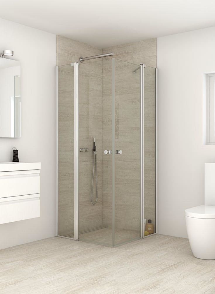 Dansani Match hörndusch, modell C+C, 89x89 cm, klart glas, satin profil