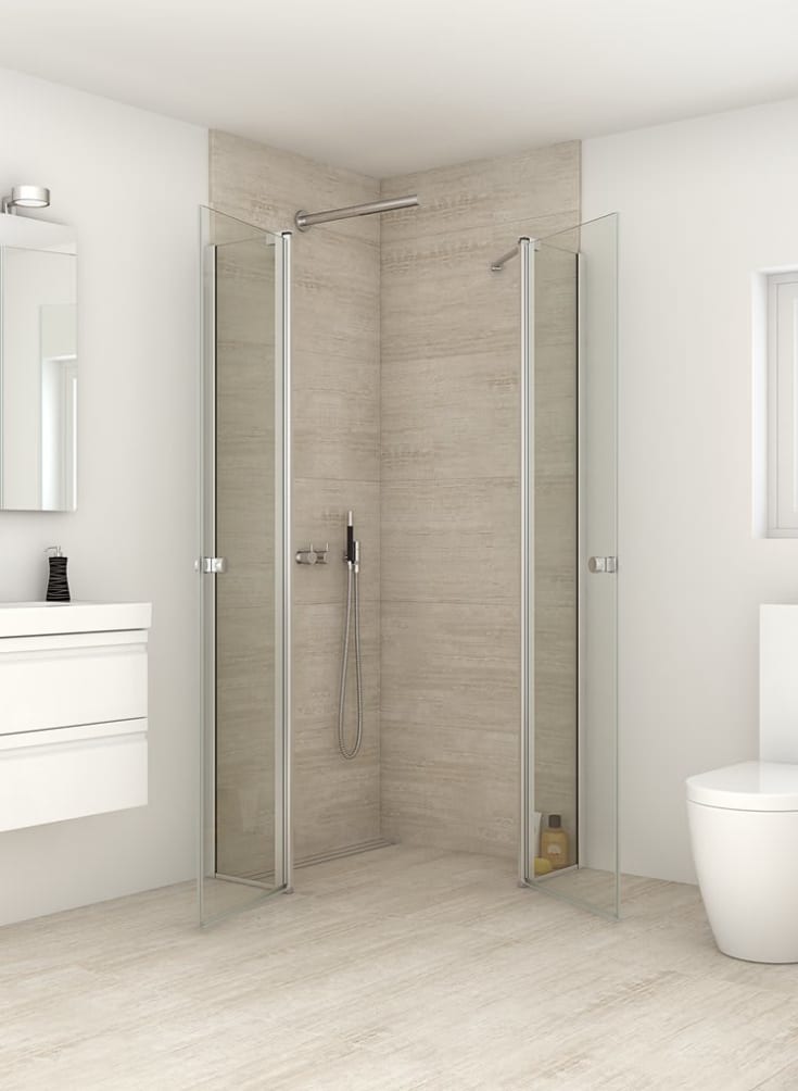 Dansani Match hörndusch, modell C+C, 89x89 cm, klart glas, satin profil