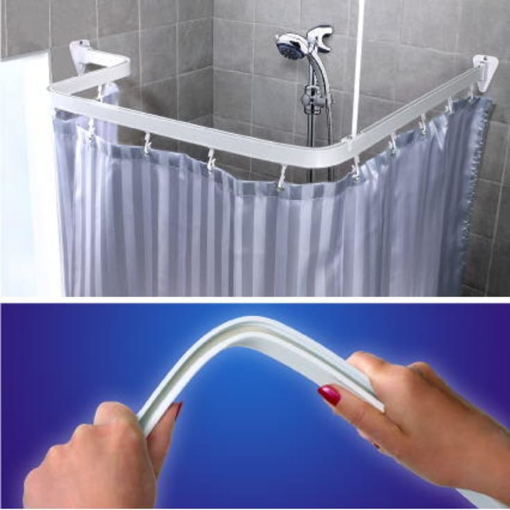Van Der P Bend-It badeforhængsstang, 200 cm, hvid