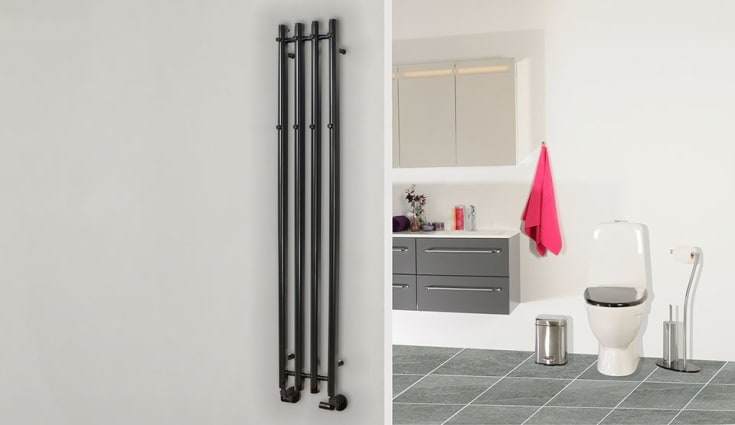 Kriss Vega handdukstork, kombi, 25,7x142 cm, svart