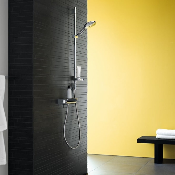 Hansgrohe Ecostat Select brusearmatur, krom/hvid glas