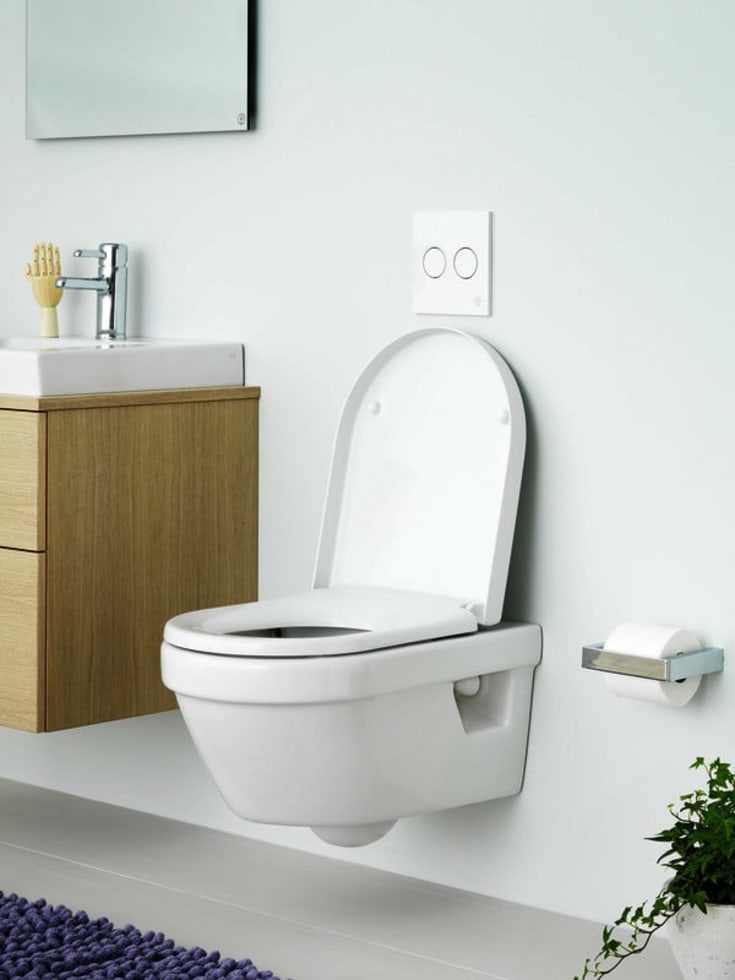 Gustavsberg Hygienic Flush væghængt toilet, uden skyllekant, hvid