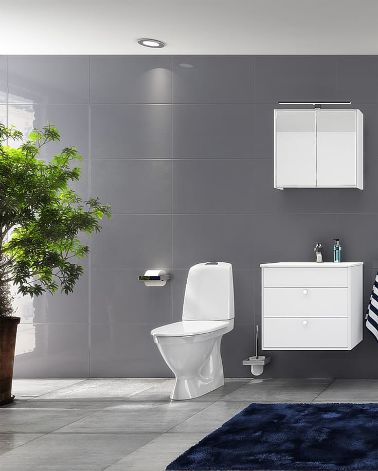 Gustavsberg Nautic 1510L toilet, uden skyllekant, rengøringsvenlig, hvid
