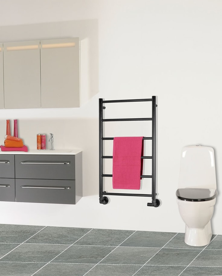 Kriss Polaris handdukstork, kombi, 50x80 cm, svart