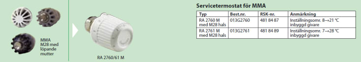 Danfoss RA-2760 termostat, vit