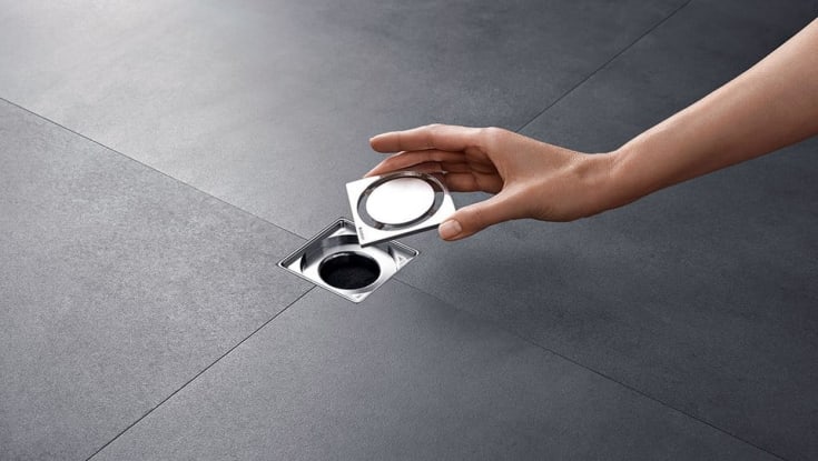 Geberit CleanLine Circle afløbsrist, 80x80 mm, rustfrit stål