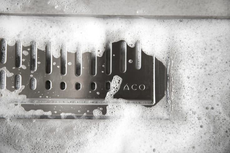 ACO Showerdrain afløbsarmatur, 895 mm, langs væg, rustfrit stål