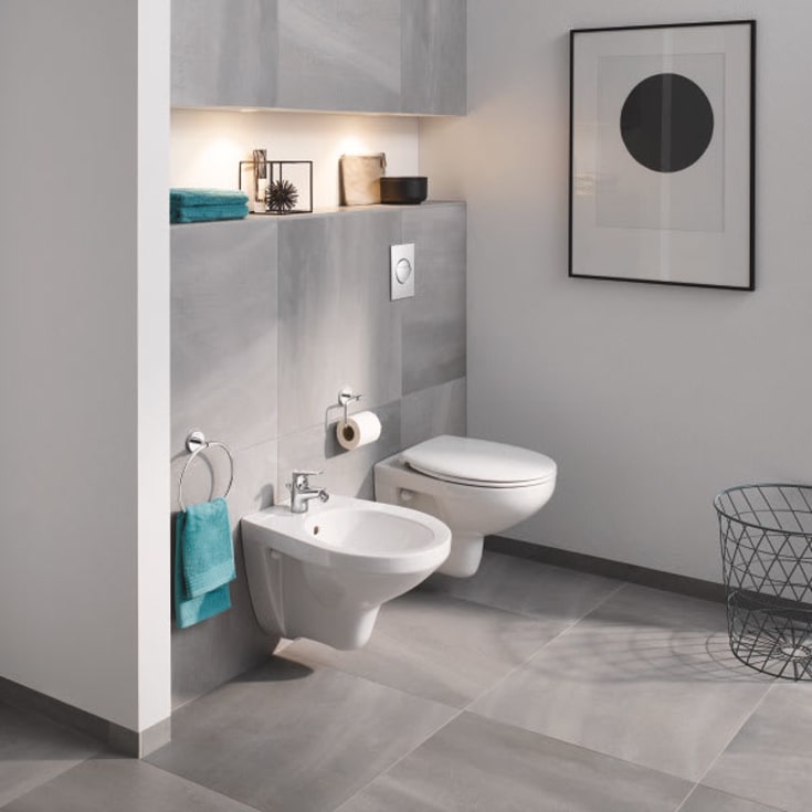 Grohe Bau vegghengt toalettpakke, uten skyllekant, hvit/krom