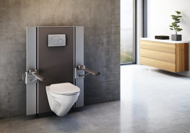 Pressalit Care Select TL2 toiletstøtte, vægafløb, manuel, grå